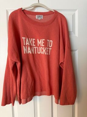 Coral Crewneck Sweater - 'Take Me To Nantucket'